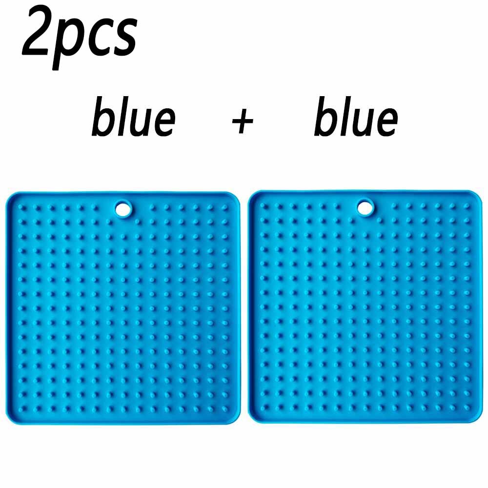 2 pièces Lickimat Bol pour Chiens Pet Gamelle Pour Ingestion Lente L'anxiété Chien Alimentaire Conteneur Silicone Lécher Tapis Pour chats Produits D'alimentation pour Accessoires: 2pcs square blue
