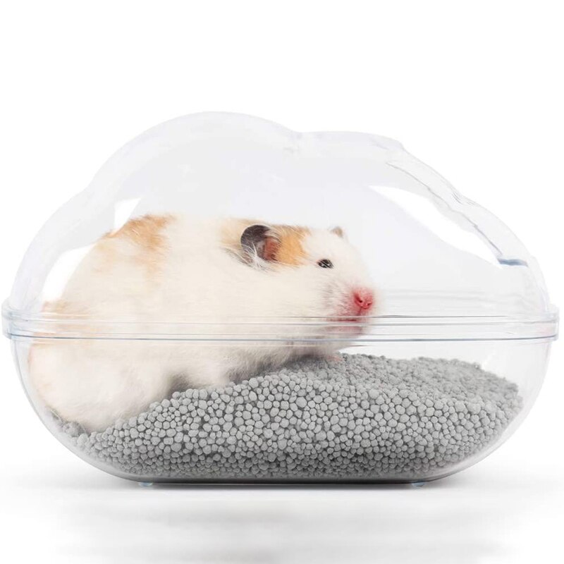 Casa de hámster grande, contenedor de baño de arena, nubes transparentes, baño de hámster para animales pequeños, accesorios de jaula de conejillo de indias: Transparent / L 18x12x12cm
