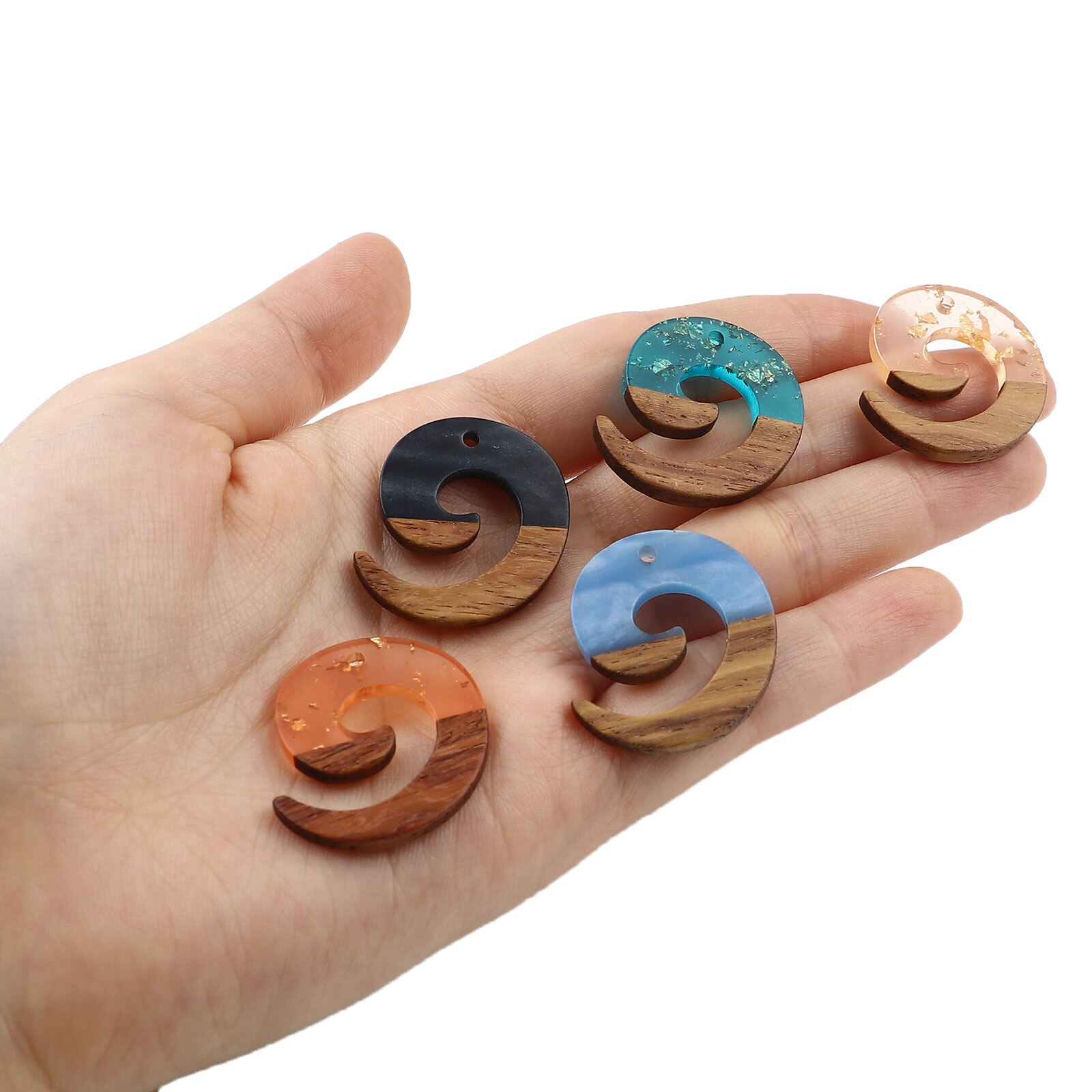 DoreenBeads – pendentifs faits à la main en résine et bois naturel, breloques tourbillon pour fabrication de boucles d'oreilles, bijoux 28x24mm, 3 pièces