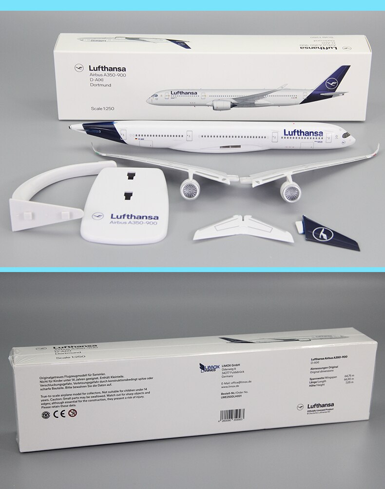 26.8Cm 1:250 Plastic Duitsland Air Lufthansa Airways Airbus 350 A350-900 Airlines Vliegtuigen Geassembleerd Vergadering Airplane Model Plane