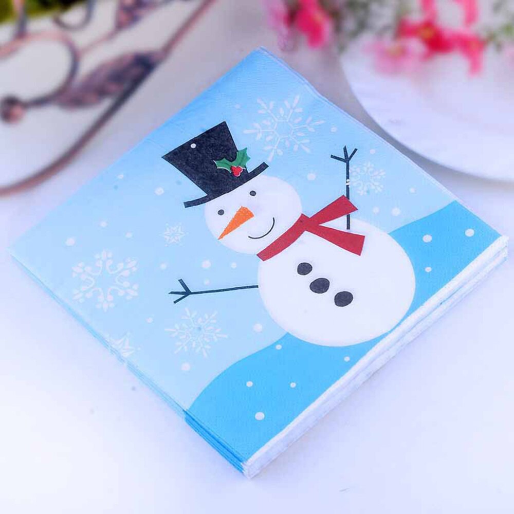 40 Stuks Kerstmissneeuwman Gedrukt Servetten Decoratieve Tissue Diner Papieren Handdoek Feestartikelen