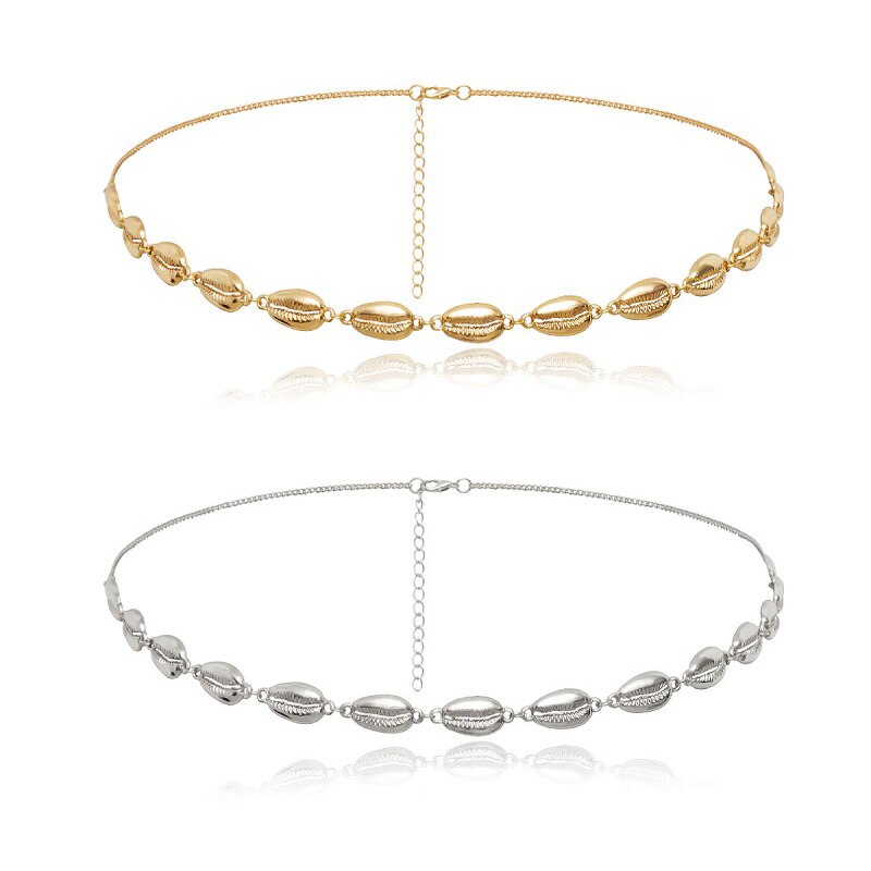 Lujosas cadenas de aleación para mujer, cadenas de cintura de Concha de Oro y Plata, de , cadena de joyería, cinturones, accesorios para mujer
