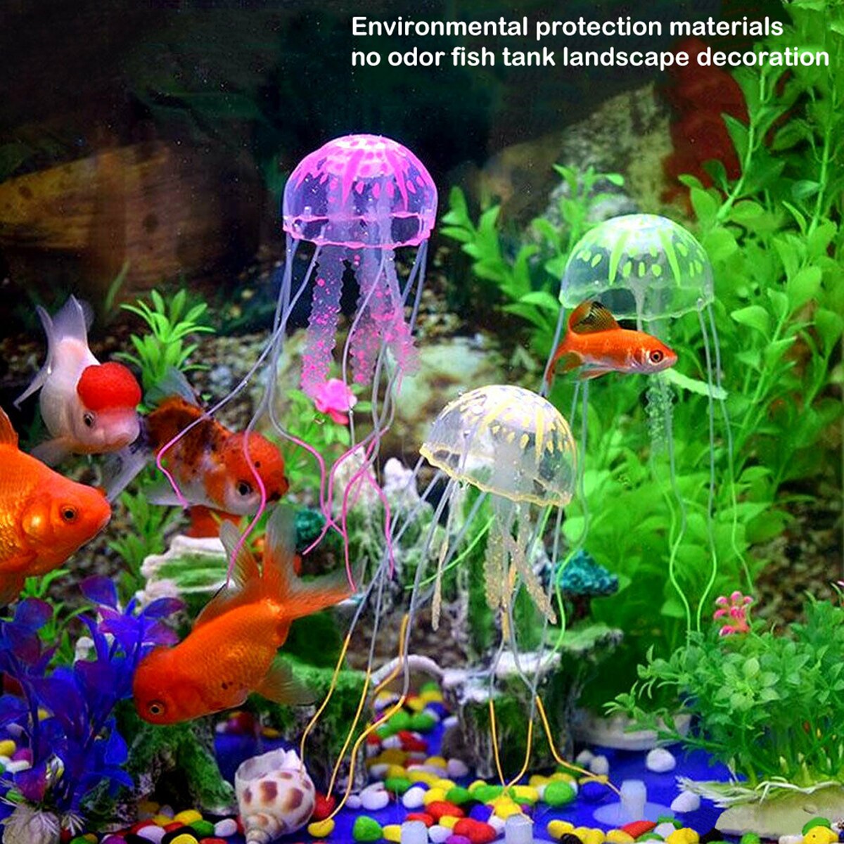 1PC Silicone Simulated Jellyfish Decoration Luminous Artificial Vivid Jellyfish Aquarium Decor Fish Tank Landscaping Ornaments