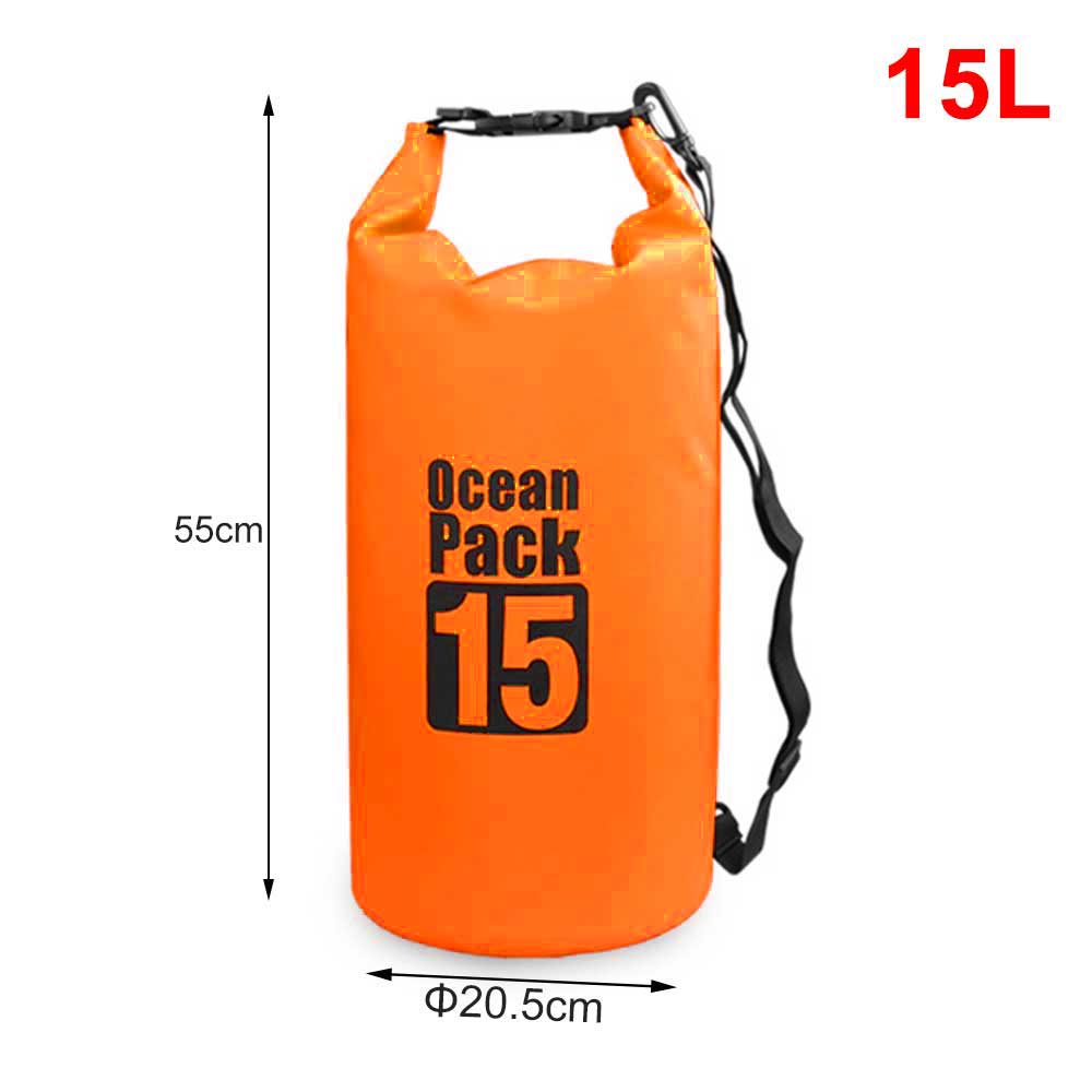 Waterproof Dry Backpack Floating Shoulder Bag Roll Top Sack for Kayaking Rafting Boating River Trekking Swimming Pool Outdoor: Orange 15L