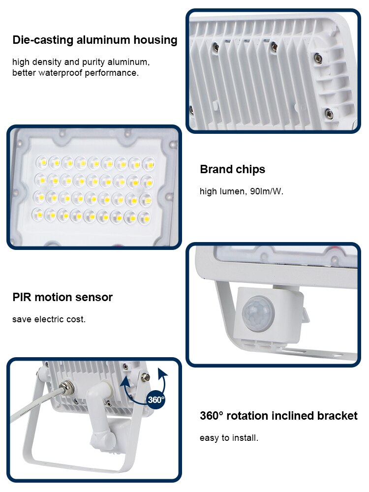 KCD 30W Led Lights PIR Motion Sensor Garden Lamp Outdoor 220V Projecteur Extérieur For Wall Proyector Lumiere Exterieur IP66