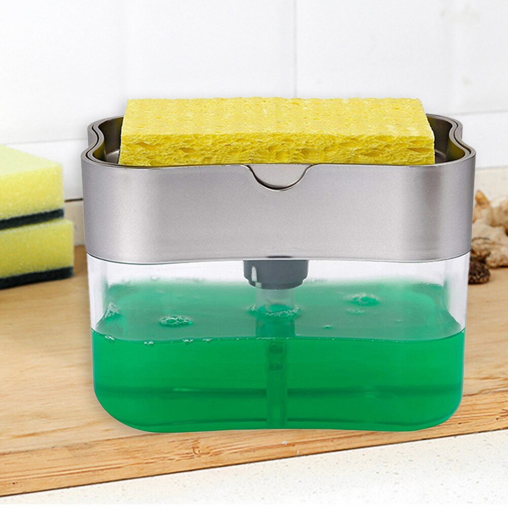 2 in 1 Scrubbing Liquid Detergent Dispenser Press-type Liquid Box Soap Box