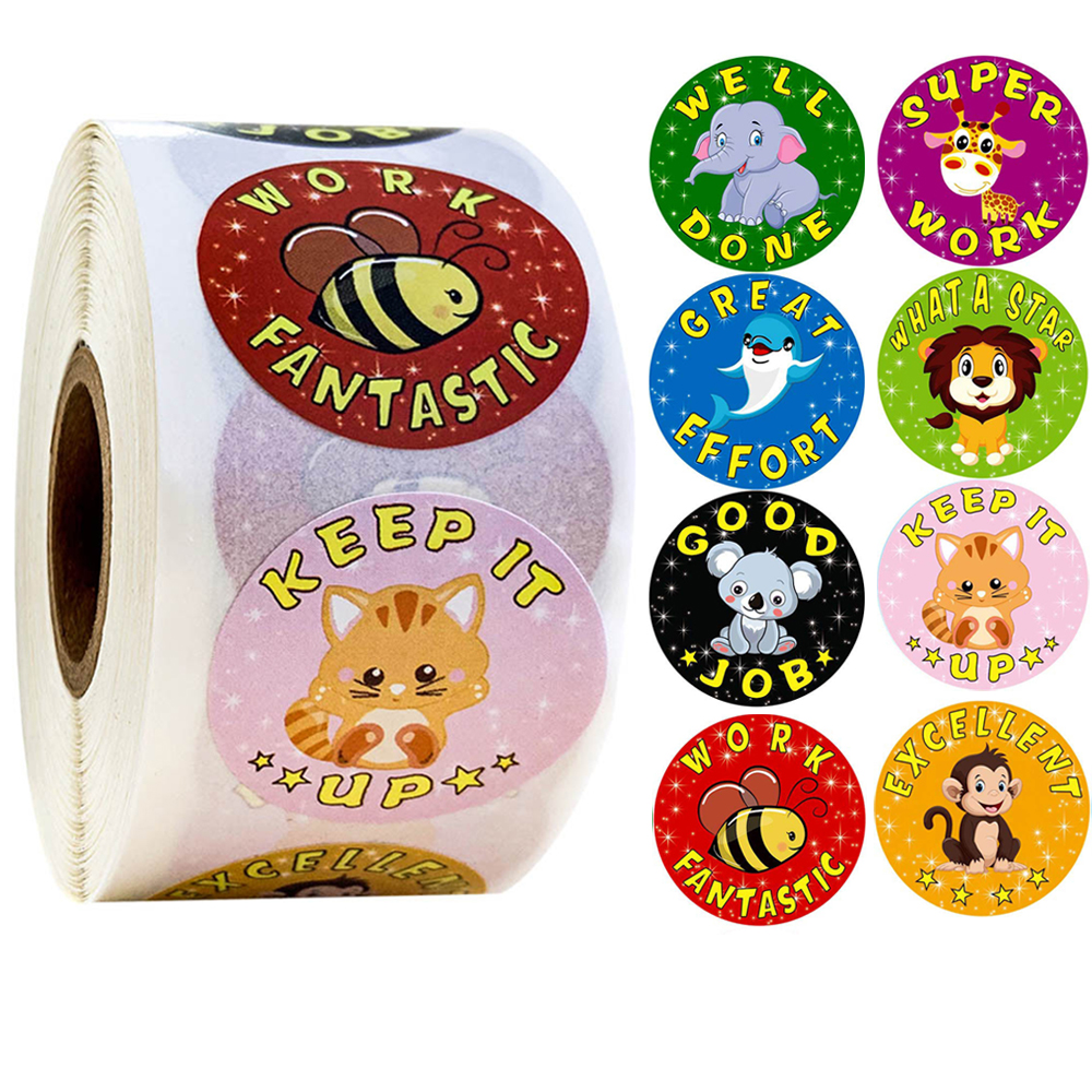 Reward Stickers Encouragement Sticker Roll for Kids Motivational Stickers with Cute Animals for Students Teachers: design 16-500pcs