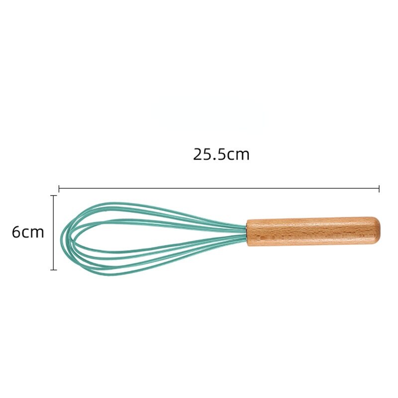 Wooden Handle Kitchen Silicone Whisk Easy To Clean Egg Beater Milk Frother Kitchen Utensil Kitchen Silicone Egg Beater Tool