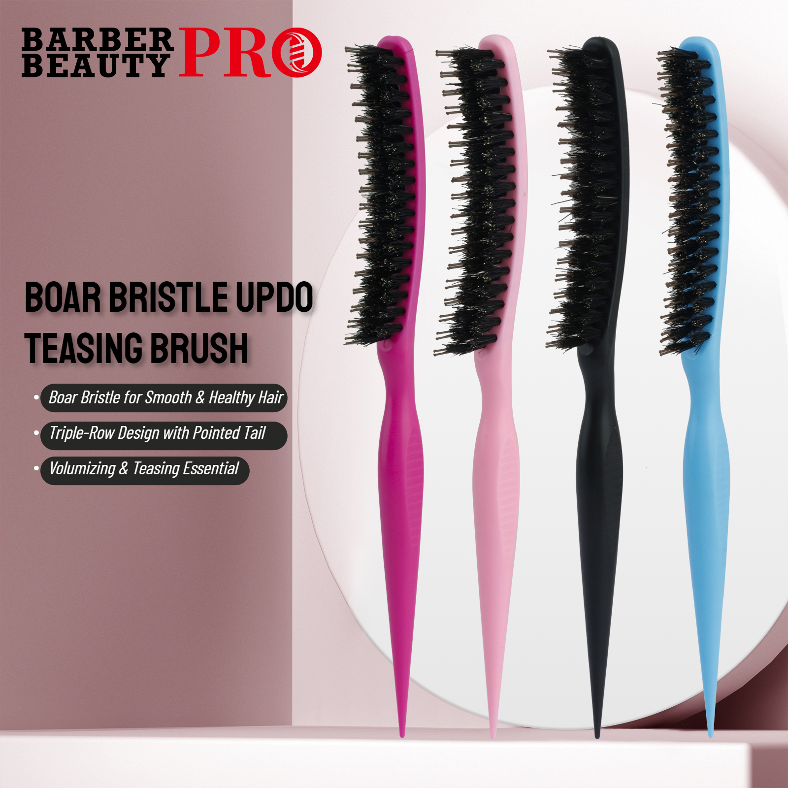 Professionele Salon Plagen Rugborstel Varkenshaar Haarborstel - Hoofdhuid Massage Kappers Styling Tools DIY voor alle haartypes