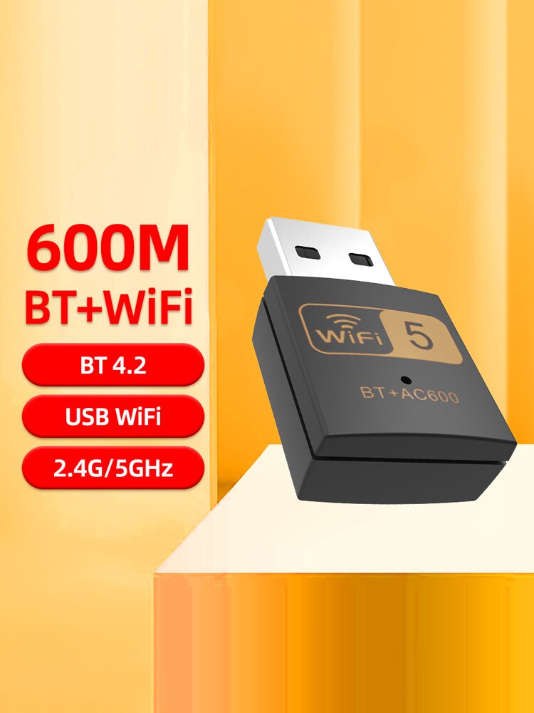 PIX-LINK UAC10 600Mbps High-Gain Wireless USB Adapter Wi Fi Dongle Bluetooth-compatible Wireless USB Wifi Adapter: Default Title