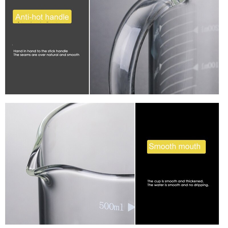 250ml-500ml Glass Transparent Measuring Cup Cooking Tools Container Measuring Cup Measuring Liquid Bakeware Kitchen Accessories