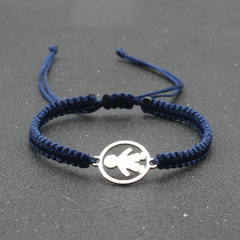 Rvs Schattige Kleine Jongen Bedelarmband Handgemaakte Braid Verstelbare Lucky String Armbanden Voor Vrouwen Mannen Paar Kind: Navy Blue