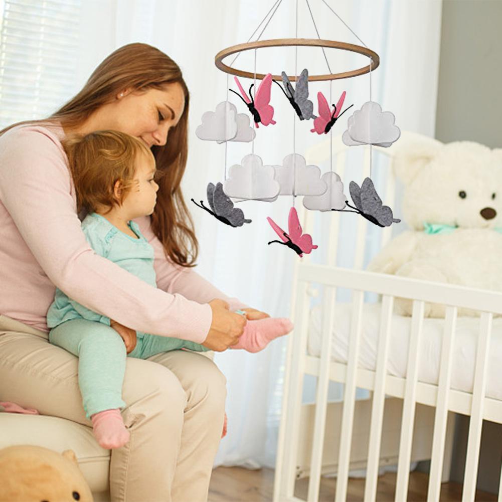 Mooie Eenvoudige Babybedje Kamer Decoratie Mobiele Vlinders In De Witte Wolken Baby Plafond Opknoping Nursery Decor