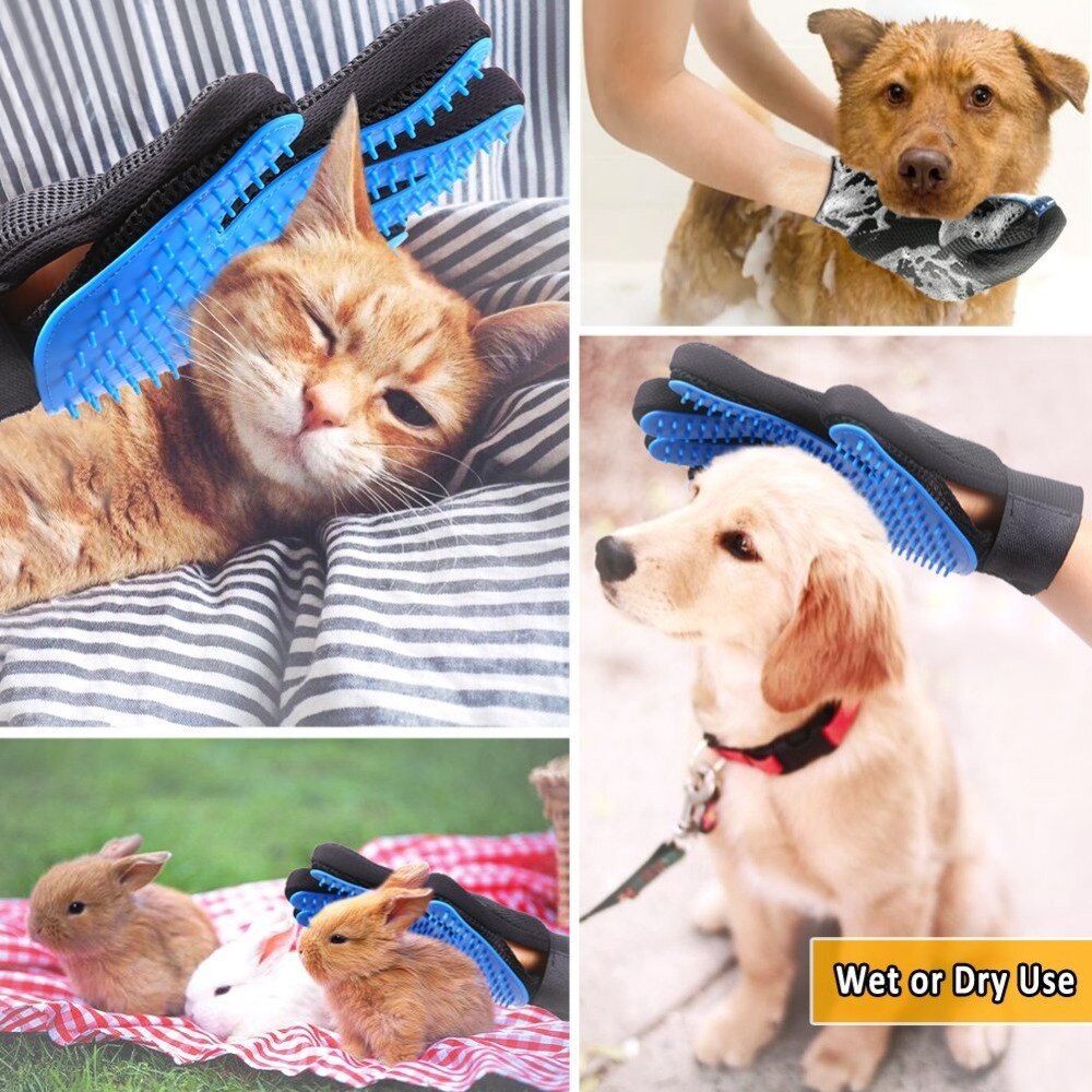 Guantes para cepillar pelo de perro mascota, para limpieza de mascotas, peine de masaje, suministro de limpieza de dedos, guantes para pelo de gatos domésticos, guante para Animal