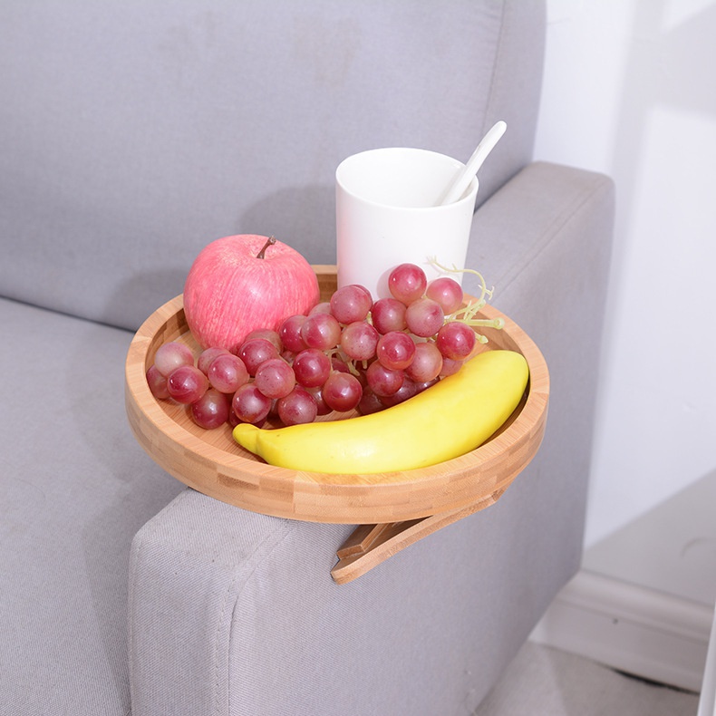 Bank Dienblad Tafel Bank Armleuning Clip-On Dienblad Natuurlijk Houten Bank Dienblad Praktisch TV Snack Dienblad voor Afstandsbediening Koffiesnacks