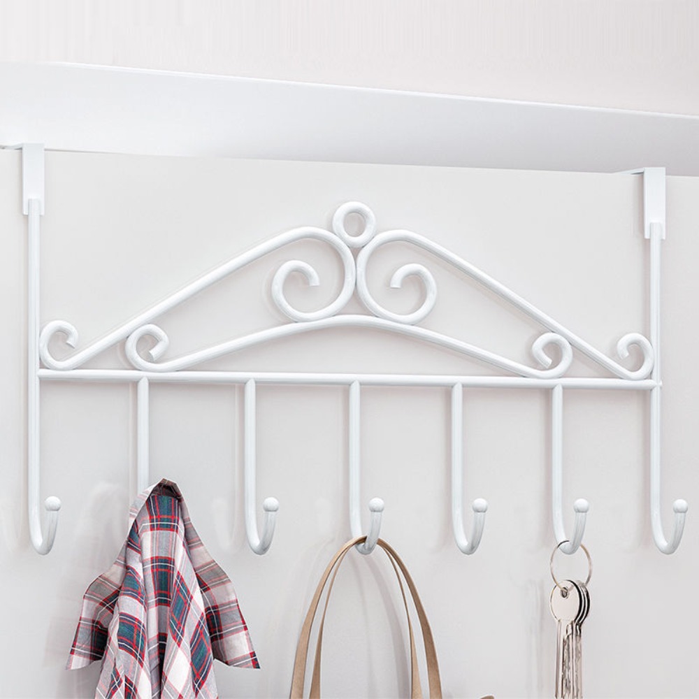 Cintre de porte à 7 crochets, porte-serviettes en métal, organisateur multi-crochets en fer pour chapeaux/vêtements, rangement de porte peu encombrant