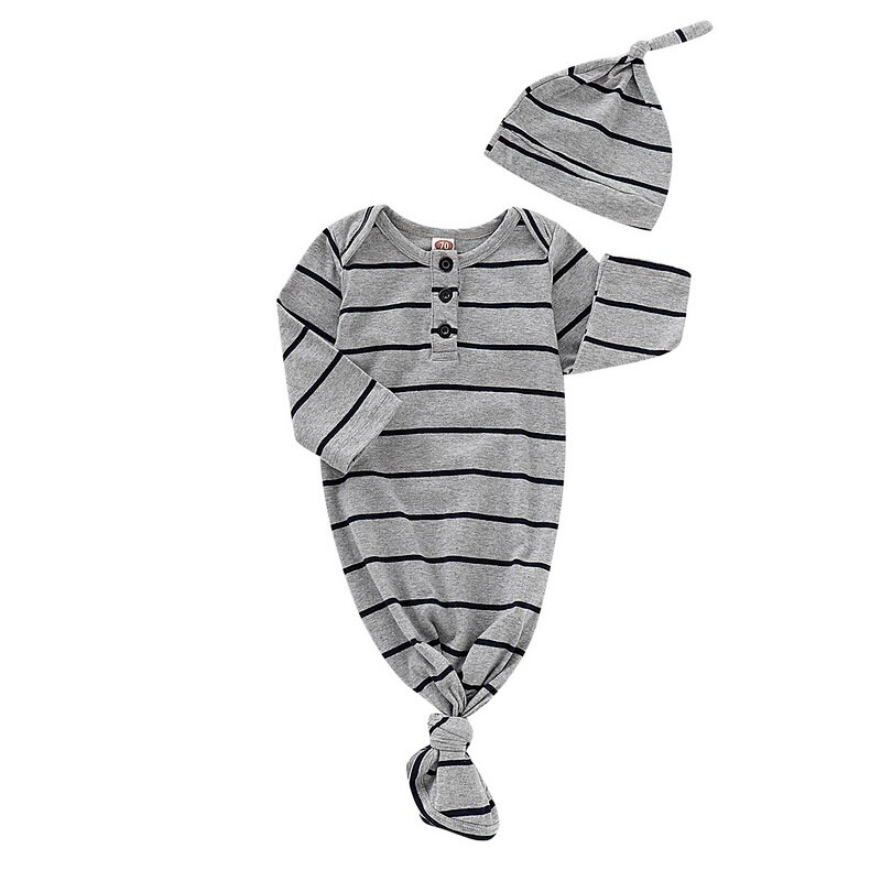 Pasgeboren Baby Leuke Katoenen Lange Mouw Bloemenprint Unisex Bebe Jongen Meisjes Bodysuit met Hoofddeksels baby Slaapzak D20: flecking gray