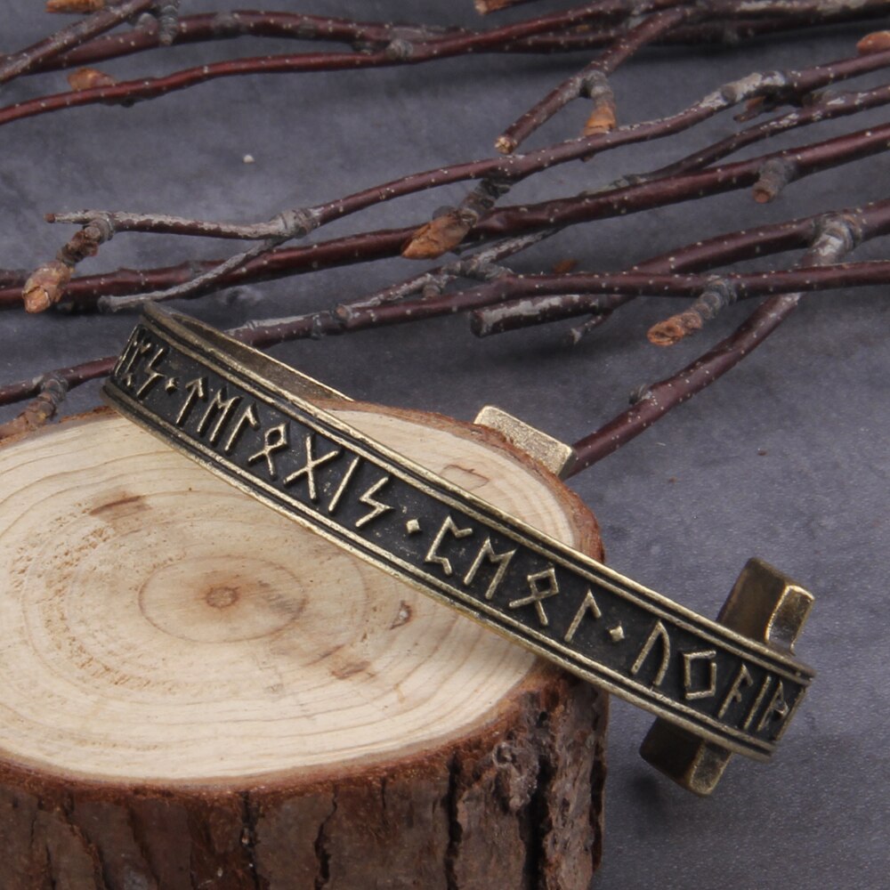 1pc Men&#39;s Handmade Nordic Rune Bangle Viking 3 color Alloy men bangle: Bronze