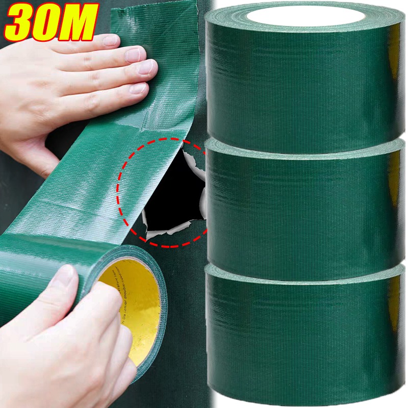 Cinta de reparación de lona adhesiva fuerte de 10/30m, parches autoadhesivos impermeables, cinta de sellado para toldo de tienda de campaña y césped para exteriores
