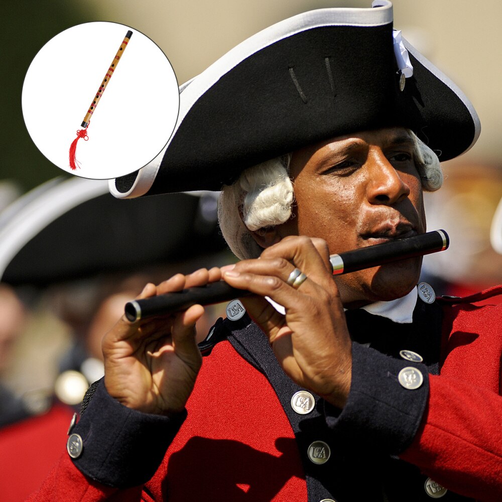 1 Set/2Pcs Bamboe Fluit Traditionele Muziekinstrument Voor Beginner (Natuurlijke Kleur Fluit + Chinese Knoop + fluit Membraan, willekeurige