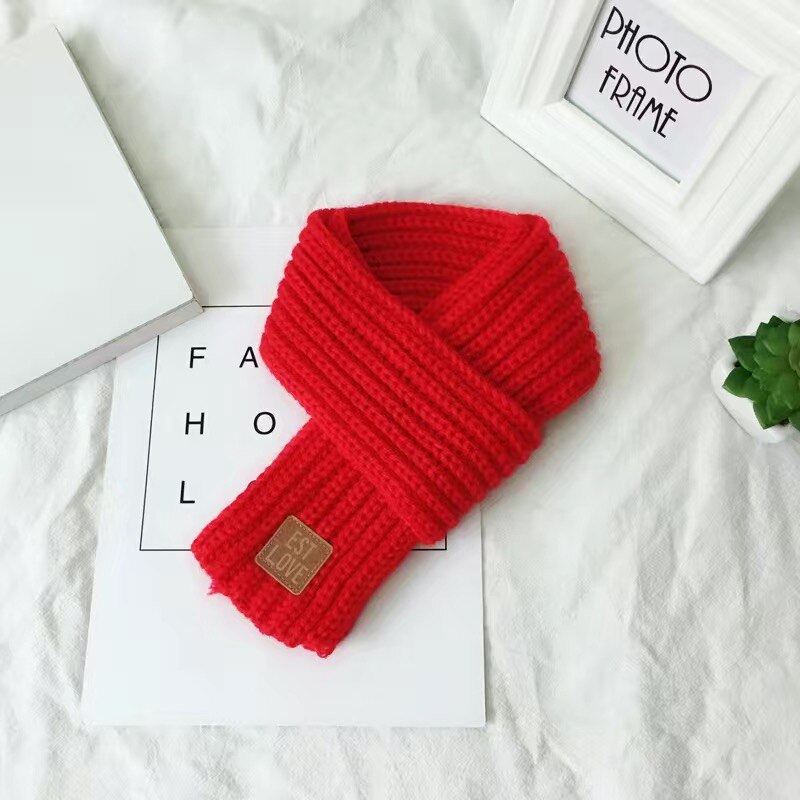 Schoolmeisje Schattige Kleine Sjaal Herfst Winter Festival Effen Kleur Veelzijdige Warme Gebreide Wol Korte Leuke Sjaal Voor Volwassenen: Rood