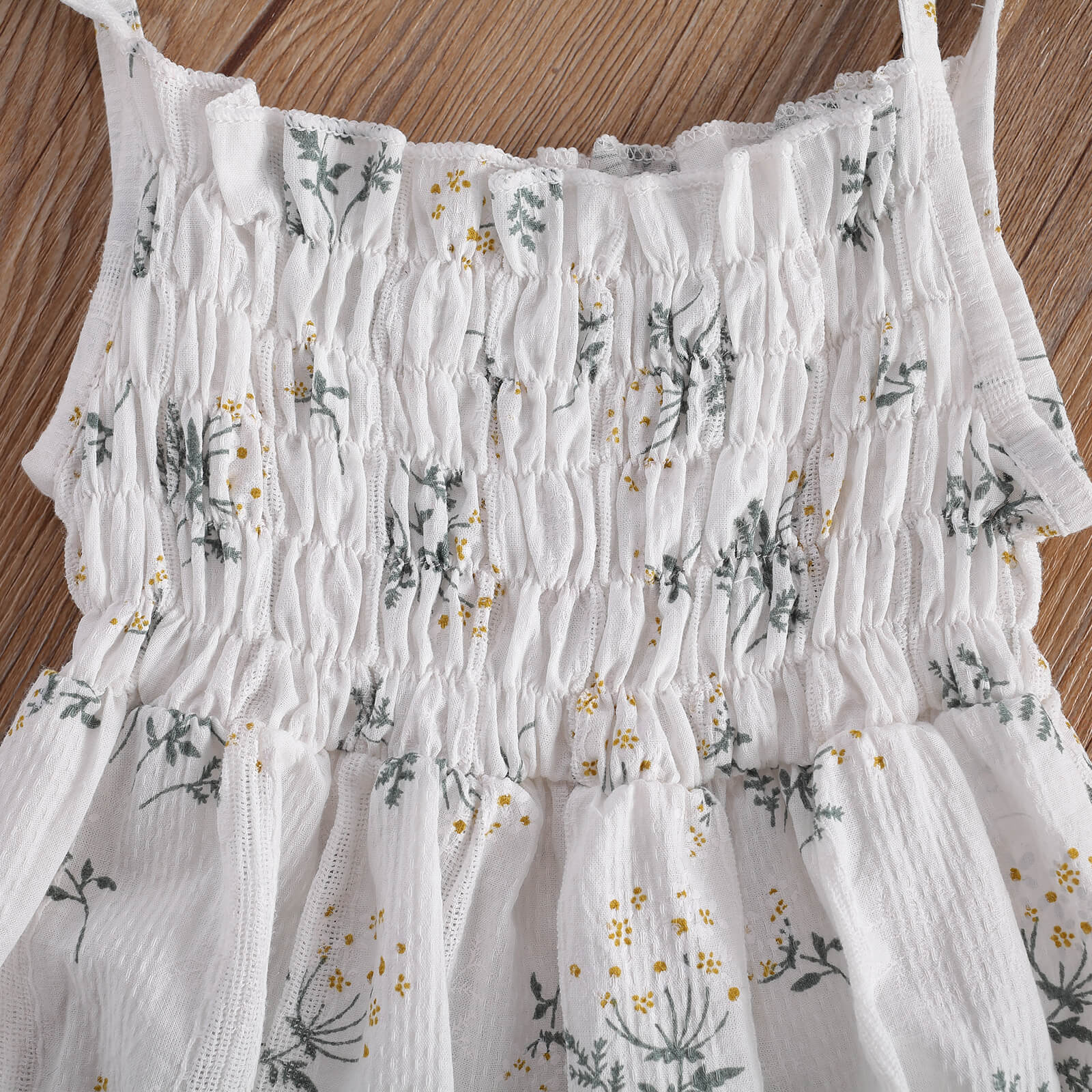 0-18M Leuke Baby Baby Girl Bloemen Romper Zomer Bandjes Bandage Bloemenprint Geplooide Playsuit + Hoofdband 2 Stuks Outfits