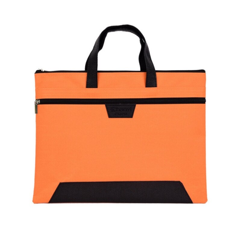 Folder Document Bag Man Laptop Handbags Portable File Bag Business Briefcase Organizer Notebook Handbags Solid Color: Orange