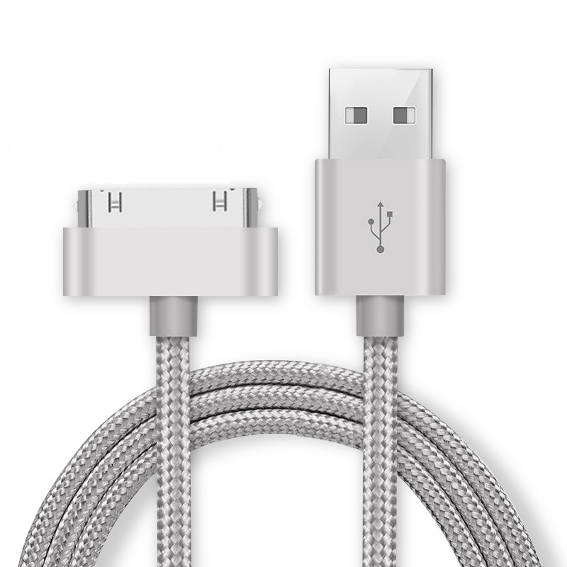 Usb-kabel för iphone 4 s 4s 3gs ipad 2 3 ipod nano touch snabbladdning 30 -stifts original laddningsadapter laddare datakabel: Brun