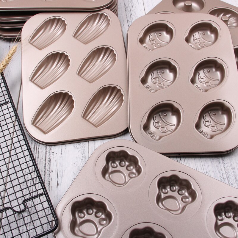 Microwave dish 6 Holes Non-Stick Muffin Cake stainless steel dinner plate baguette baking tray cookie sheet tray mini cake pans