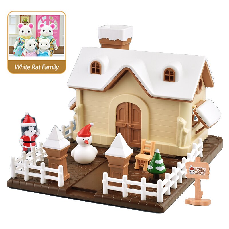 Forest Family House Simulation Snow 1:12 Dollhouse Christmas DIY House Villa Model Animals Birthday Toys for Girls: 1807-G02-K03