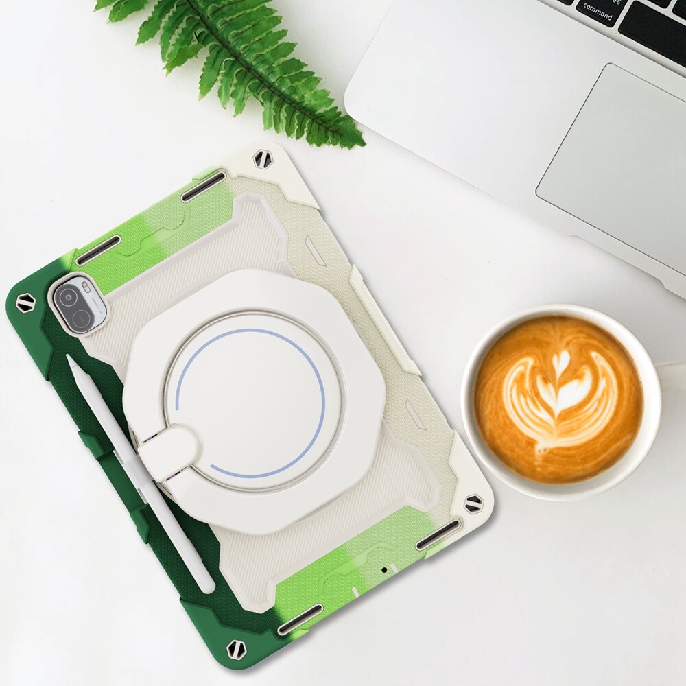 Funda de silicona para Xiaomi Mi Pad 5 MiPad5 Pro, carcasa de 11 pulgadas, , segura para niños, a prueba de golpes, anillo de tracción, soporte para tableta: Rainbow Green / For Mi Pad 5