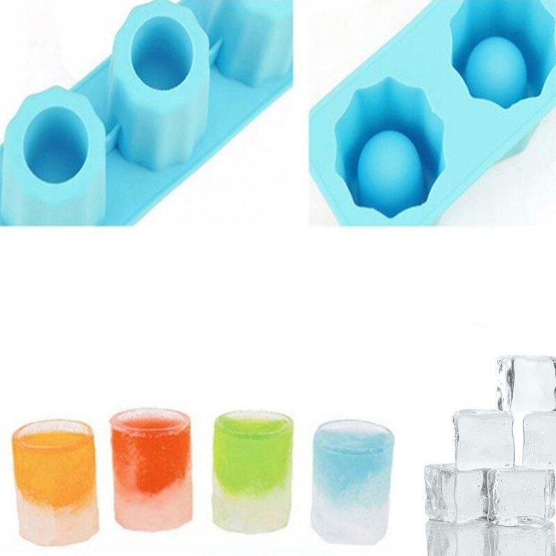 Bandeja de cubitos de hielo 3D para hacer vasos, molde de hielo para 4 tazas, herramienta para beber en verano, creativos, Bar, , accesorios para cóctel