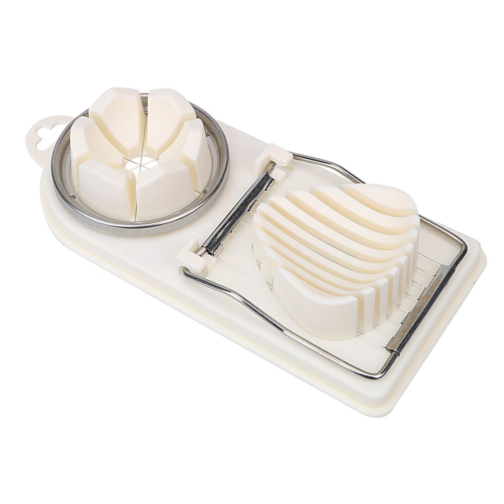 2 in 1 Egg Slicer Stainless Steel Gadgets Food Divider Slicing Wire Kitchen Tools Egg Cutter Split Device: white