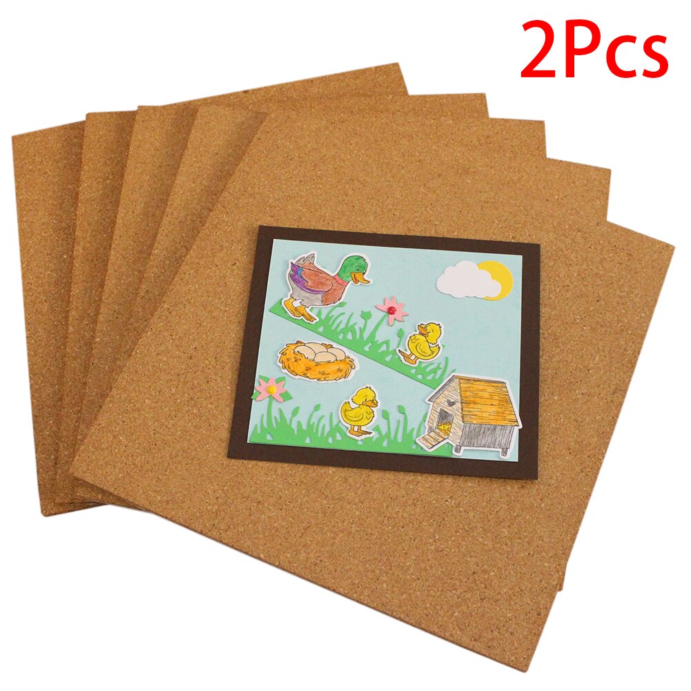 2 Pcs Cork Board Office Square Self Adhesive Home Multifunction Easy Install Photo Wall DIY Background Removable Decoration