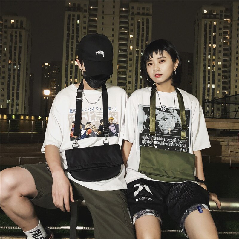 Brust Tasche für Frauen Wasserdichte Nylon Schulter Tasche Hüfte hüpfen Streetwear Funktionale Studenten Harajuku Stil