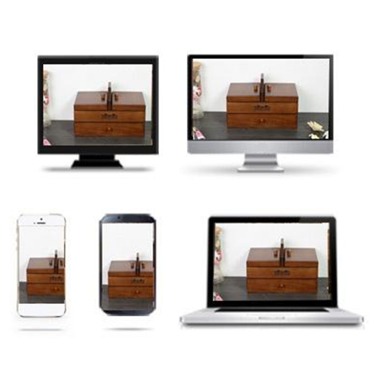 2 Tier Wooden Sewing Box Basket with Assroted Different Compartments, Vintage, Classic, Solid, and Tasteful