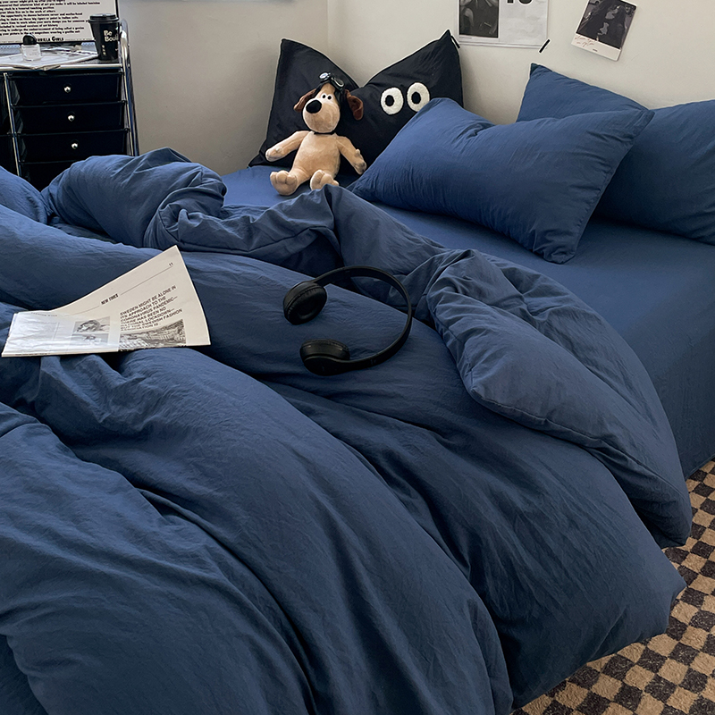 1 Stück blauer Bettbezug 150 x 200 pezo불 Nakon Vara Frances Frances Bettbezug aus gewaschener Baumwolle, Königin-Größe-Bettwäsche für Mädchen-Jungenzimmer (Kissenbezug. Bestellen Sie benötigen)