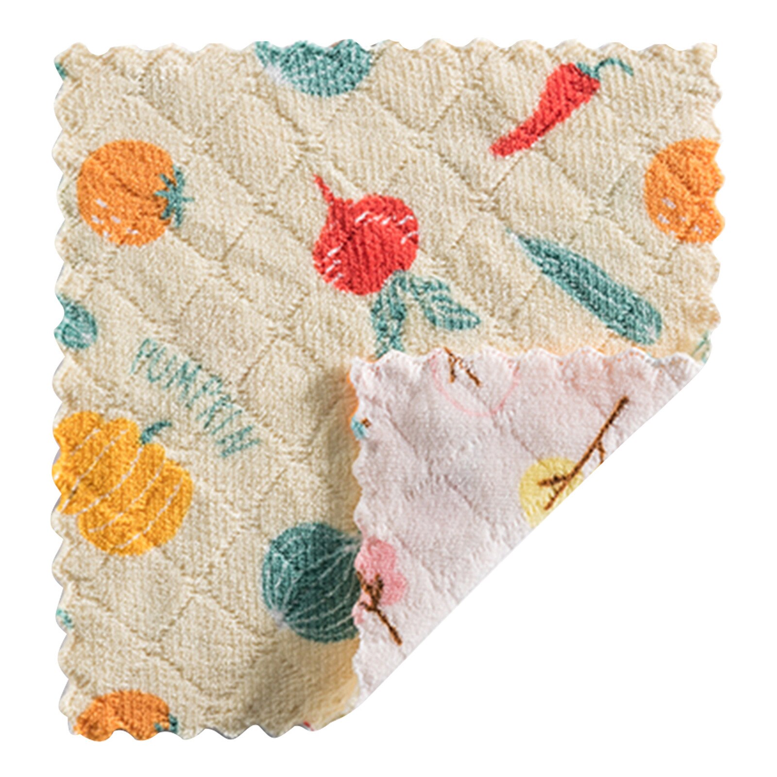 Chiffon de nettoyage multi-usages, chiffon imprimé Double face, dessin animé, serviette à vaisselle, molleton de corail, élimine les taches, outils de nettoyage de cuisine: F