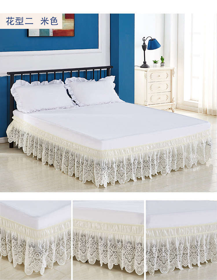 Bed Rok Wit Kant Elastische Bed Rok Sprei Laken Hotel Huishoudelijke Geborsteld Quilt Beddengoed