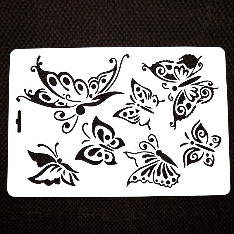1 Pcs 30.5*21cm Butterfly Stencils Butterfly Shaped Painting Template Thin Plastic Plate Material School Educational Supplies