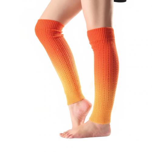 Women Leg Warmers Winter Warm Gradient Knee High Boot Socks Solid Color Knitted Leg Warmers Winter Warm Long Socks Women's Socks: Orange