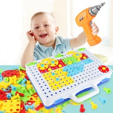 Toys for Boys Drill Puzzle Educational Toys DIY Screw Group Toy Kids Tool Kit Plastic Boy Jigsaw Mosaic Building Toy Baby Tools