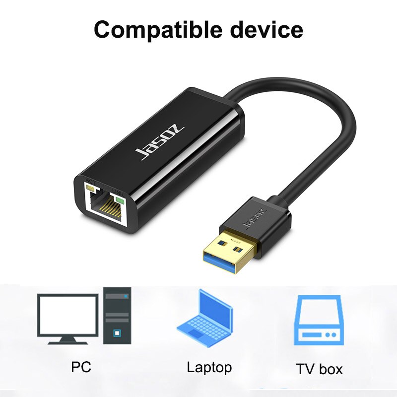 Jasoz USB3.0 Ethernet Adapter USB Network Card to USB RJ45 Lan 1000Mbps Gigabit Connector For PC Windows7/8/10 Nintend Switch