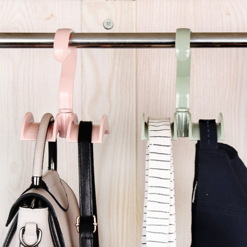 360-degree Rotation Closet Organizer Rod Hanger Handbag Storage Purse Hanging Rack Holder Hook Bag Clothing Hanger