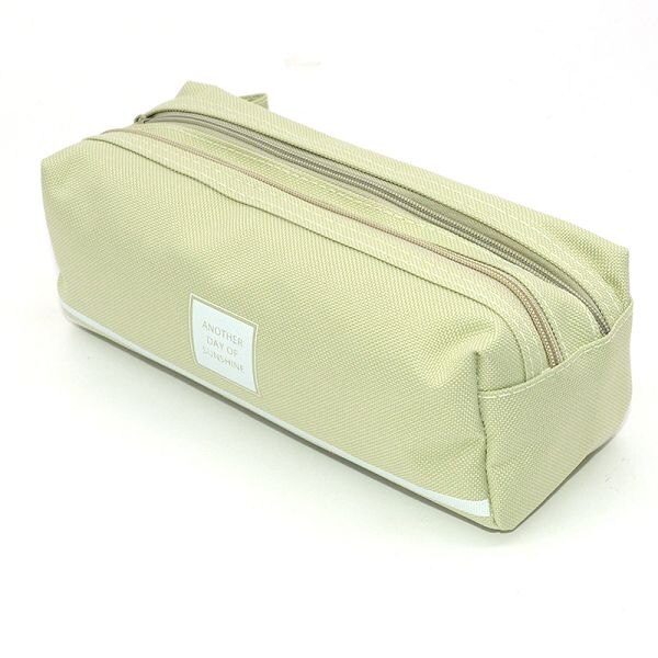 Pencil Case Solid Estuche Escolar Large Capacity Etui Pennen Box Trousse Scolaire Stylo Pencilcase Stripe Canvas Double Zipper: GREEN