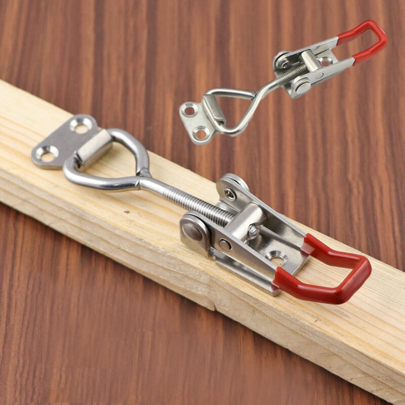 198Lbs 90kg Anti-Slip Push Pull Toggle Clamp Tools / Quick Release Clamp Adjustable Toolbox Case Metal Toggle Latch Catch Clasp