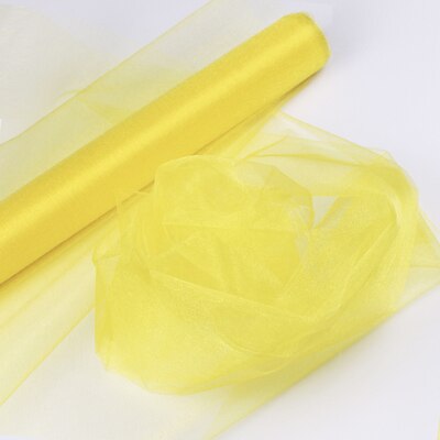 48CM x 5 M/10 M/15 M organza crystal tulle baby bad sneeuw garen voor bruiloft kerst verjaardag DIY party boog decoratie: yellow / 72cmX10m