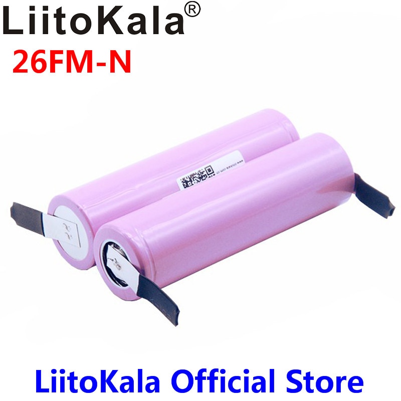 LiitoKala-batería recargable de iones de litio, pila de descarga de 20A, 18650, 2600mAh, batería de celda de 15A + níquel para manualidades, ICR18650-26FM