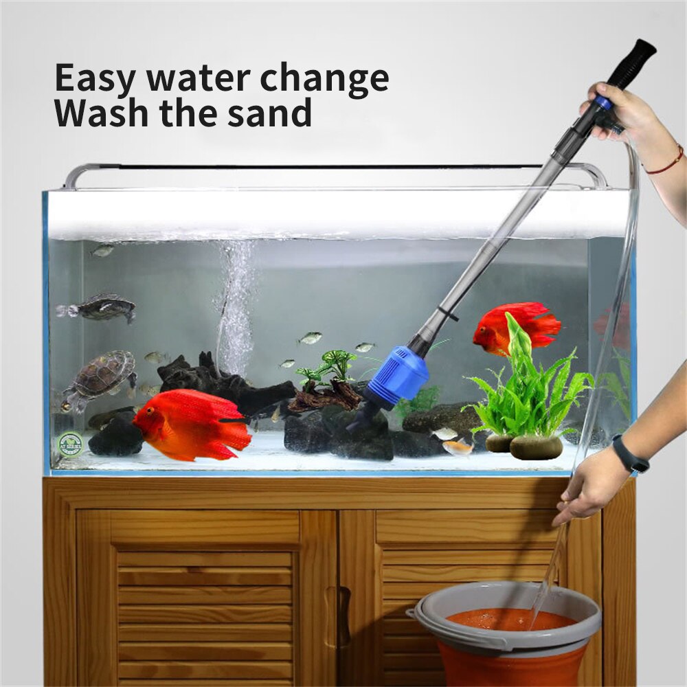 220V Powerful Suction Aquarium Electric Syphon Operated Fish Tank Sand Washer Vacuum Gravel Water Changer Siphon Filter Cleaner