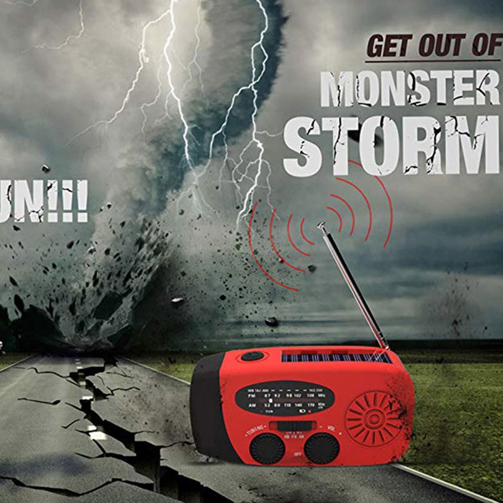 Multifunctionele Solar Hand Crank Dynamo Abs Self Powered Am/Fm Weer Radio Emergency Led Zaklamp Power Bank 1 Set